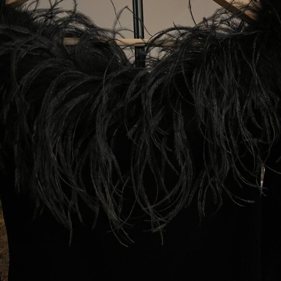 Vintage Cachet Womens Black Ostrich Feather Trim Top Size S Whimsigoth Goth Y2K - Picture 4 of 6